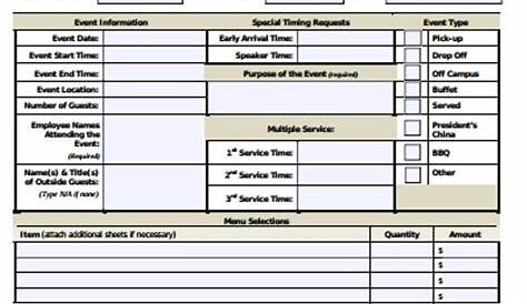 Catering Form Template Free ~ Excel Templates