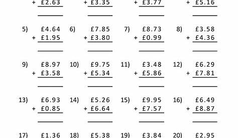 Free Printable Money Worksheets (£)