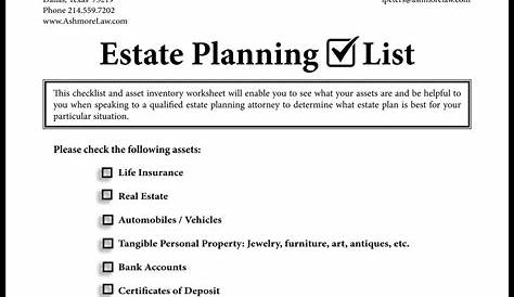 Estate Planning Worksheet Pdf — db-excel.com