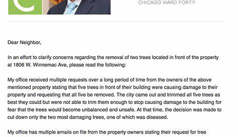 tree removal request letter sample