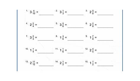 improper fractions on a number line worksheets