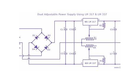 Dual Adjustable/Variable Power Supply Circuit Using LM317 & LM337