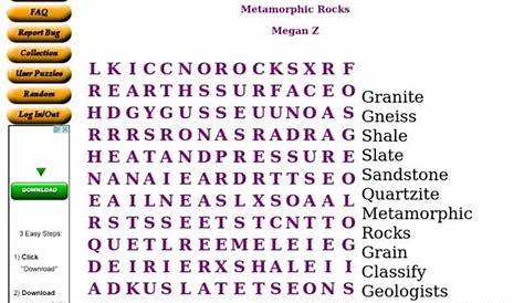 metamorphic rock worksheet 6th grade