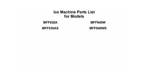 Manitowoc MFF940WS Part Manual | Manualzz