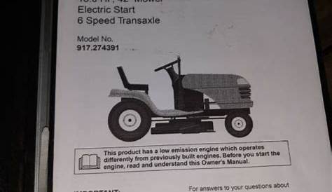 Craftsman Lawn Tractor Owner's Manual 917.274391 18.0 Hp 42" Reprint