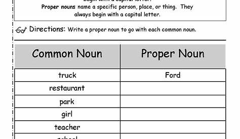 grade 2 sort the nouns worksheet