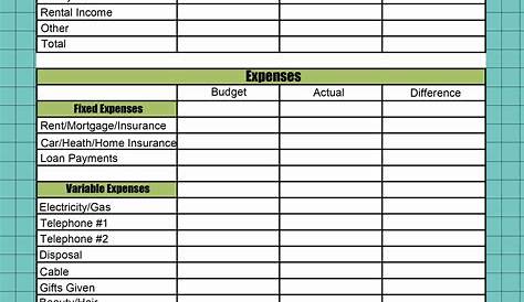 income vs expenses worksheets