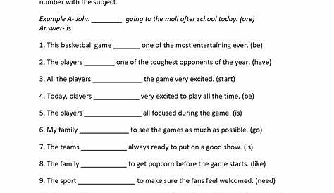 subject verb agreement exercises printable