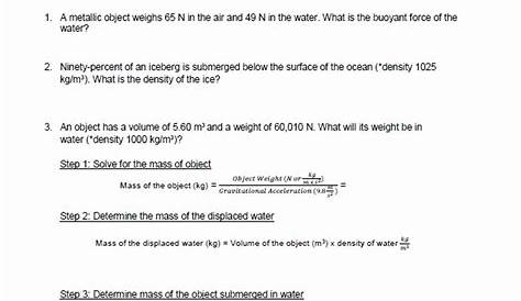 Buoyancy Worksheet Middle School Printable Buoyancy and Archimedes