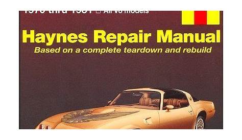 pontiac firebird repair manual