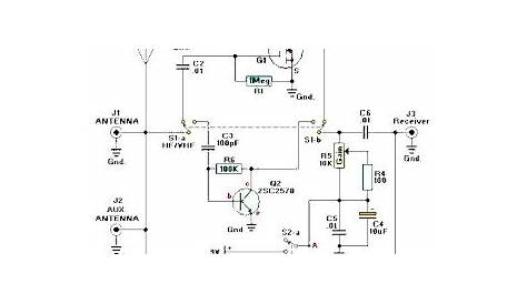 VHF UHF HF active antenna electronic circuit project with explanation