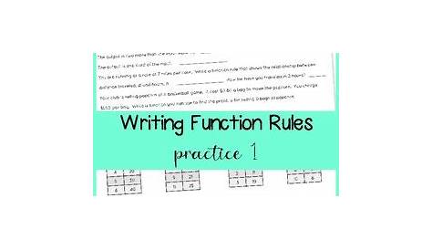 function rule worksheets