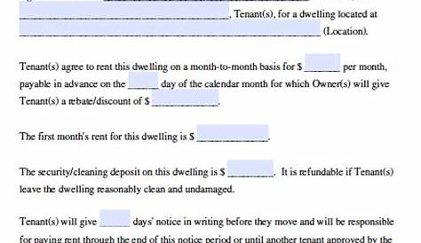 Free Ohio Month-to-Month Rental Agreement Template | PDF | Word