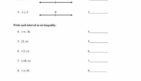 interval notation worksheets with answers