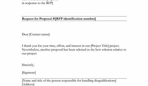 The letter to decline an RFP proposal in Word and Pdf formats - page 2 of 2