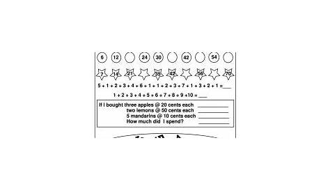 math work sheet for 2nd grade