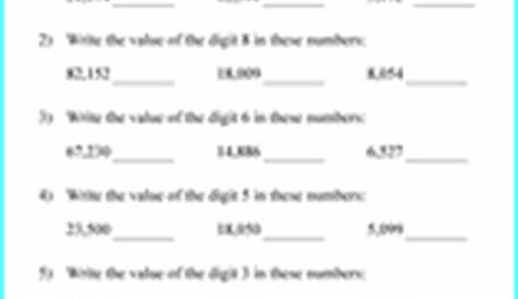 value of a digit worksheets