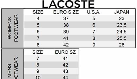 Buy > size guide lacoste shoes > in stock