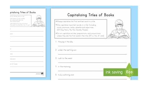 Capitalizing Book Titles Activity (Teacher-Made)