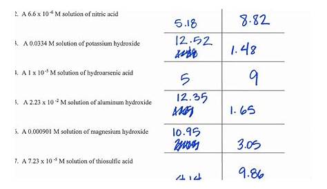 50 Ph And Poh Worksheet Answers