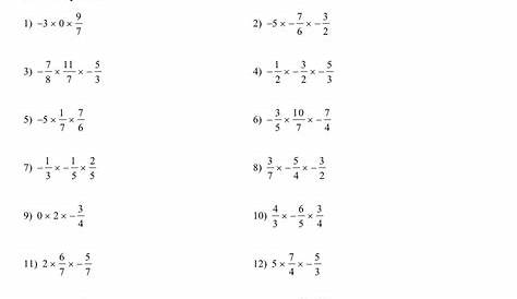 Multiplying Rational Numbers Worksheet