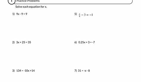 solving two-step equations worksheets
