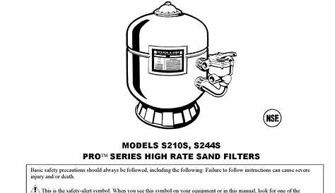 HAYWARD POOL PRODUCTS PRO SERIES WATER FILTRATION SYSTEM OWNER'S MANUAL