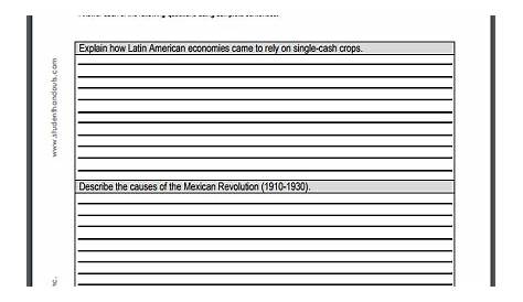 latin american revolutions worksheet