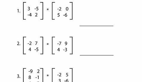 matrix multiplication worksheet with answers
