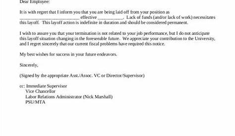 sample termination letter to employee ontario