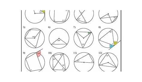 Angles in a Circle - around 100 Questions on 8 worksheets with answers