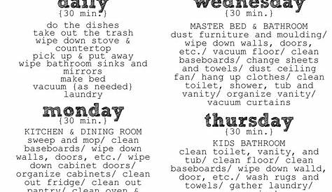 House Cleaning: House Cleaning Free Chore List Printable