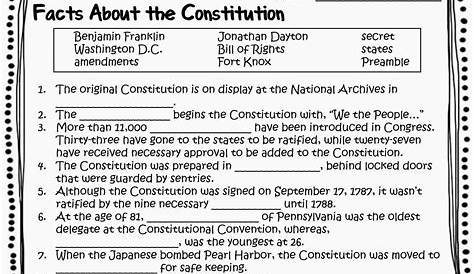 5 Best Images of 4th Amendment Worksheets - 4th Grade Constitution