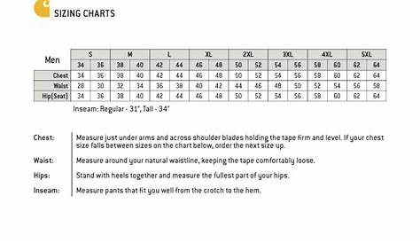 Carhartt Size Chart and Fitting Guide for men and women