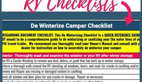 RV Departure Checklists- Stress Free Dewinterizing For Your Camper