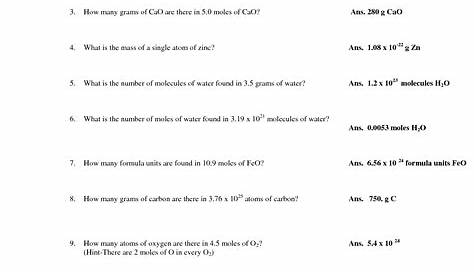 12 Best Images of Chemistry Mole Practice Worksheet - Mole Calculation