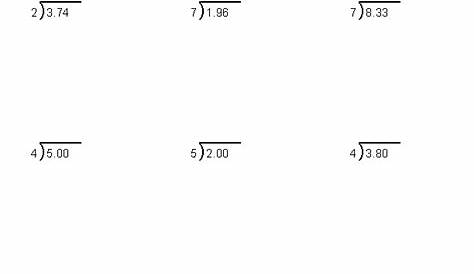 division of decimals worksheets grade 6