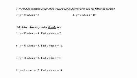 inverse and direct variation worksheets
