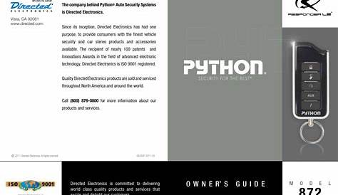 python 872 owner's manual