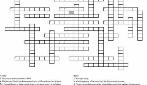 Life Science Crossword: Ecosystems Worksheets | 99Worksheets
