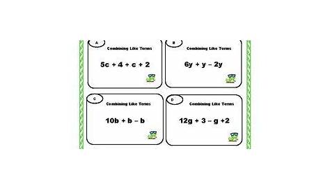 FREE: Combine Like Terms Worksheets- Algebra | Combining like terms