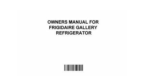 manual for frigidaire refrigerator