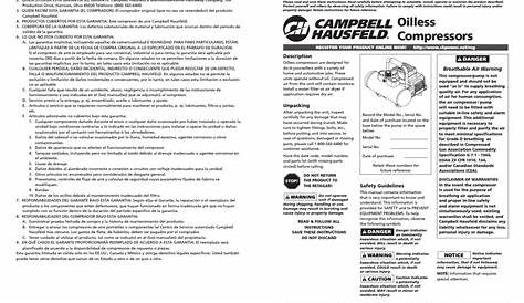 CAMPBELL HAUSFELD FP2098 SERIES AIR COMPRESSOR OPERATING INSTRUCTIONS