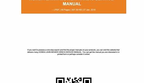 honda hrr216 service manual pdf