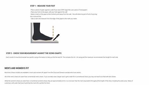 xero shoes sizing chart