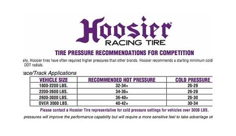 hoosier drag slick tire pressure chart