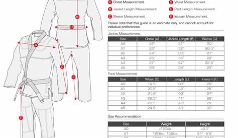 youth jiu jitsu gi size chart