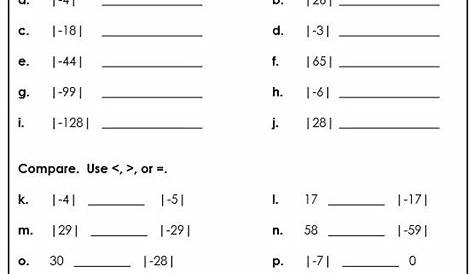Integers And Absolute Value Worksheets - Worksheets Master