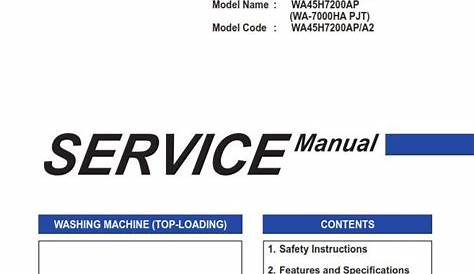 Samsung WA45H7200AP A2 Washer Service Manual and Repair Guide | Repair