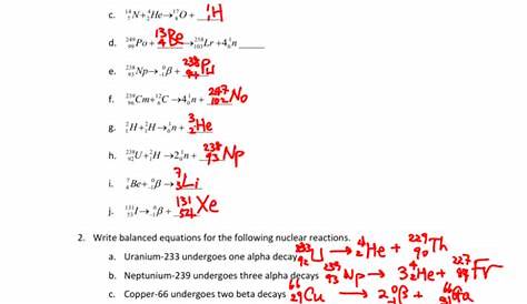 radioactive decay worksheets answers